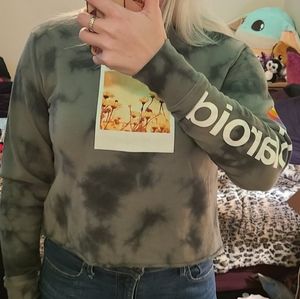 Polaroid Logo Tie Dyed cropped Pullover Sweatshirt Size XS